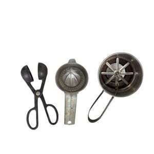 Vintage Mid Century Aluminum Kitchen Accessories Set Silver